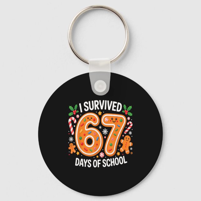 Llavero I Survived 67 Days Of School Christmas Candy Cane  (Anverso)