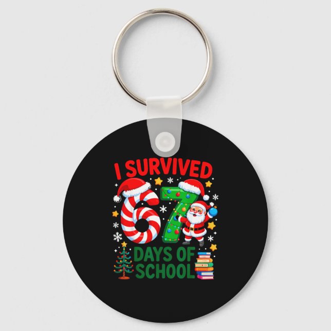 Llavero I Survived 67 Days Of School Christmas Candy Cane  (Anverso)