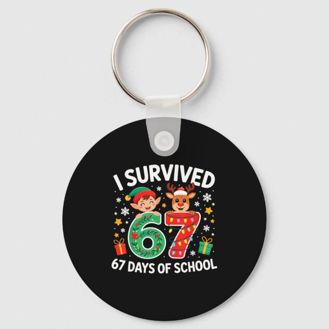 Llavero I Survived 67 Days Of School Christmas Candy Cane  (Anverso)
