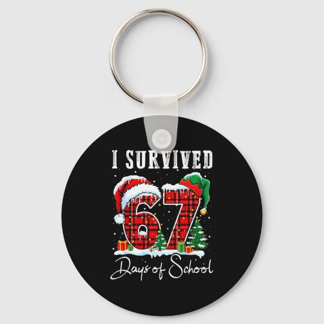Llavero I Survived 67 Days Of School Christmas Candy Cane  (Anverso)