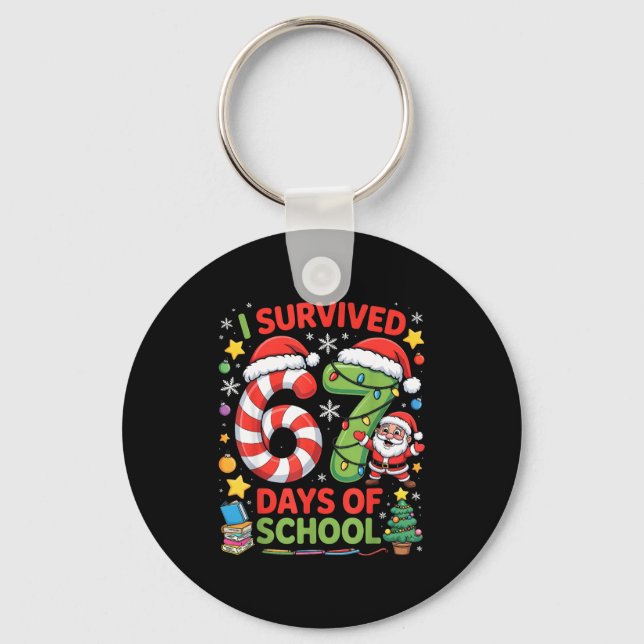 Llavero I Survived 67 Days Of School Christmas Candy Cane  (Anverso)