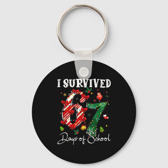 Llavero I Survived 67 Days Of School Christmas Candy Cane  (Anverso)