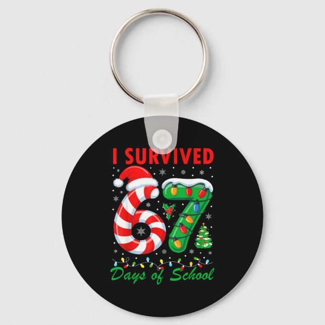 Llavero I Survived 67 Days Of School Christmas Candy Cane  (Anverso)