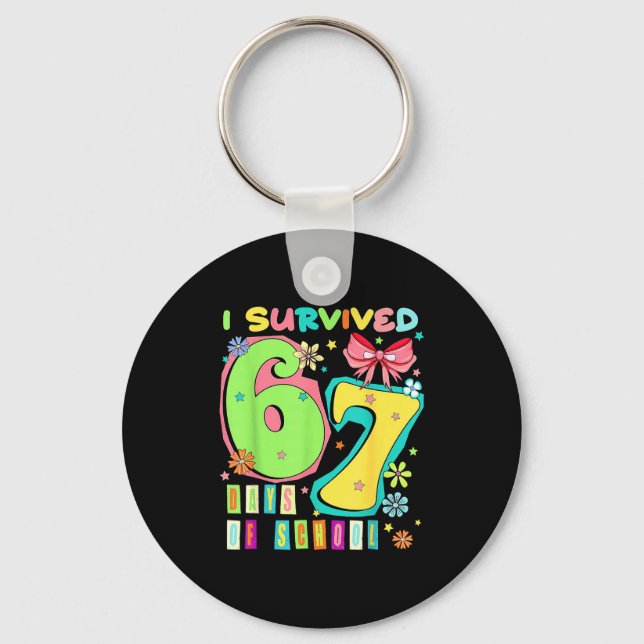Llavero I Survived 67 Days Of School Coquette Bow Teachers (Anverso)