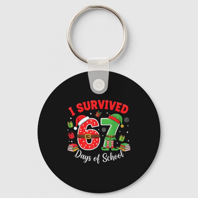 Llavero I Survived 67 Days Of School Funny Christmas Teach (Anverso)