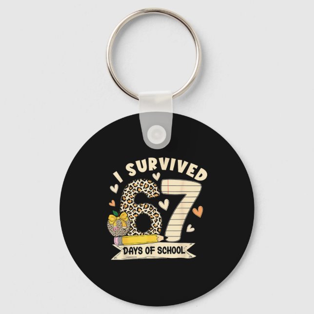Llavero I Survived 67 Days Of School Funny Leopard Student (Anverso)