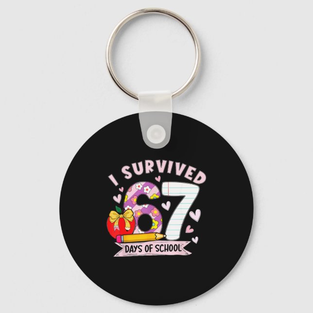 Llavero I Survived 67 Days Of School Funny Leopard Student (Anverso)