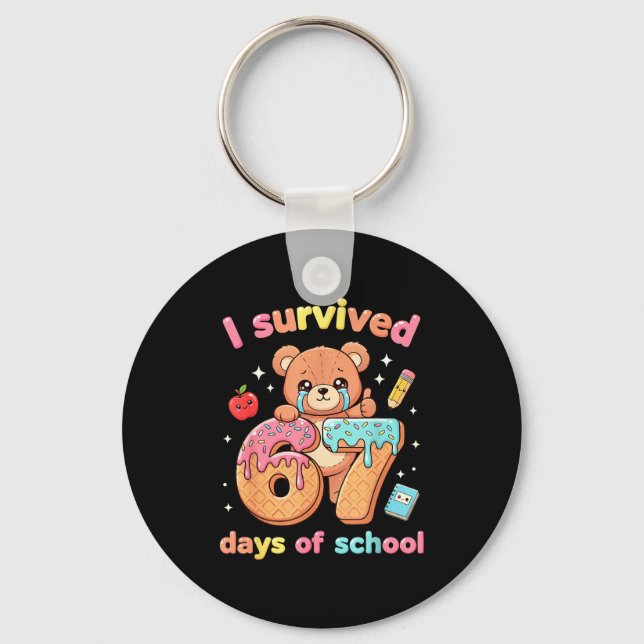 Llavero I Survived 67 Days Of School Funny Teddy Bear Six  (Anverso)