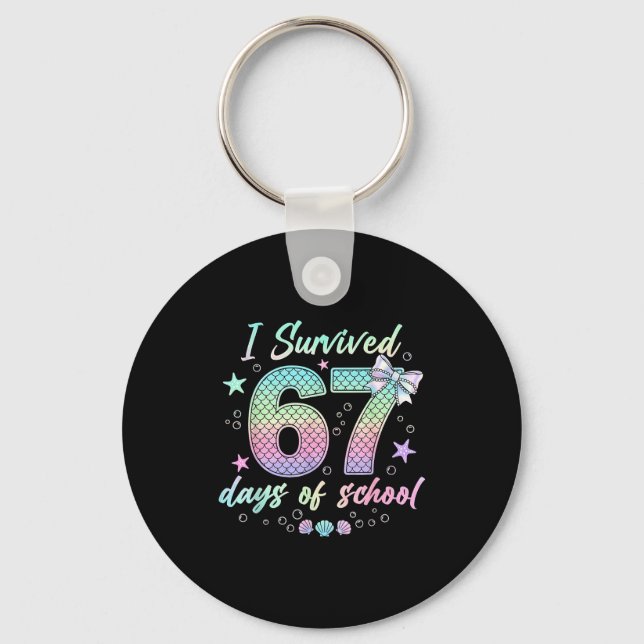 Llavero I Survived 67 Days Of School Mermaid Coquette Bow  (Anverso)