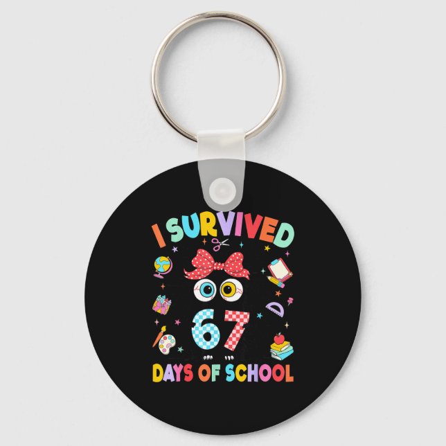 Llavero I Survived 67 Days Of School Six Seven Cat Teacher (Anverso)