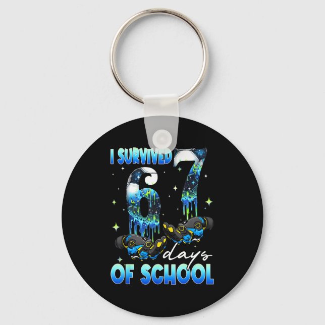 Llavero I Survived 67 Days Of School Soccer Boys Kids Six  (Anverso)