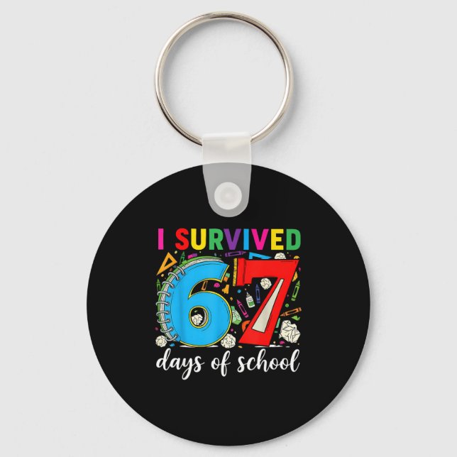 Llavero I Survived 67 Days Of School Teacher Student Six S (Anverso)