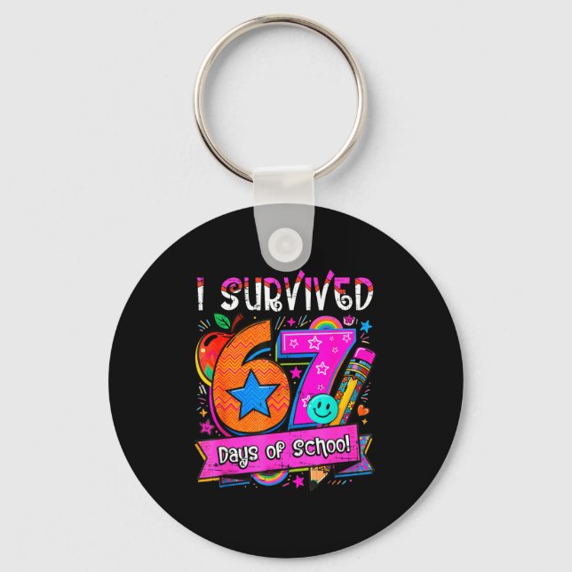 Llavero I Survived 67 Days Of School Teacher Student Six S (Anverso)