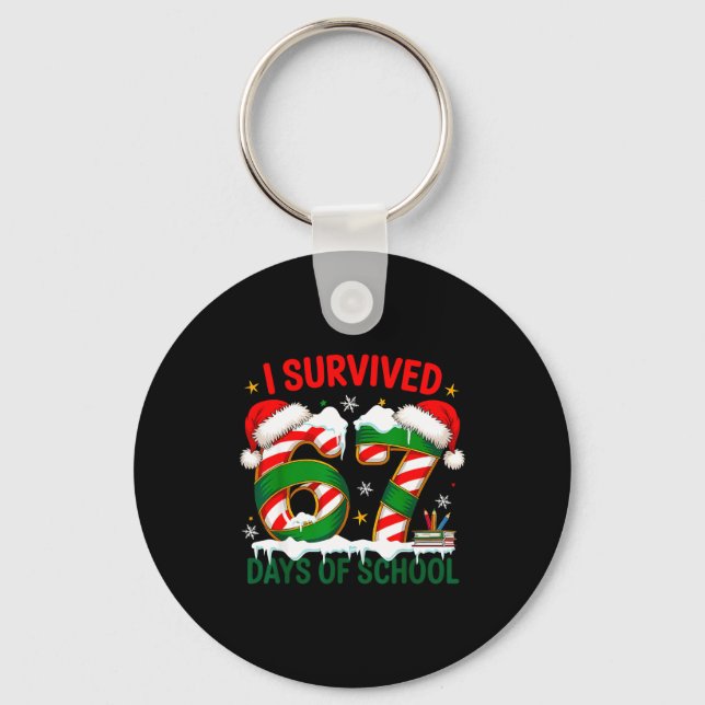 Llavero I Survived 67 Days School Christmas Meme 100th Day (Anverso)