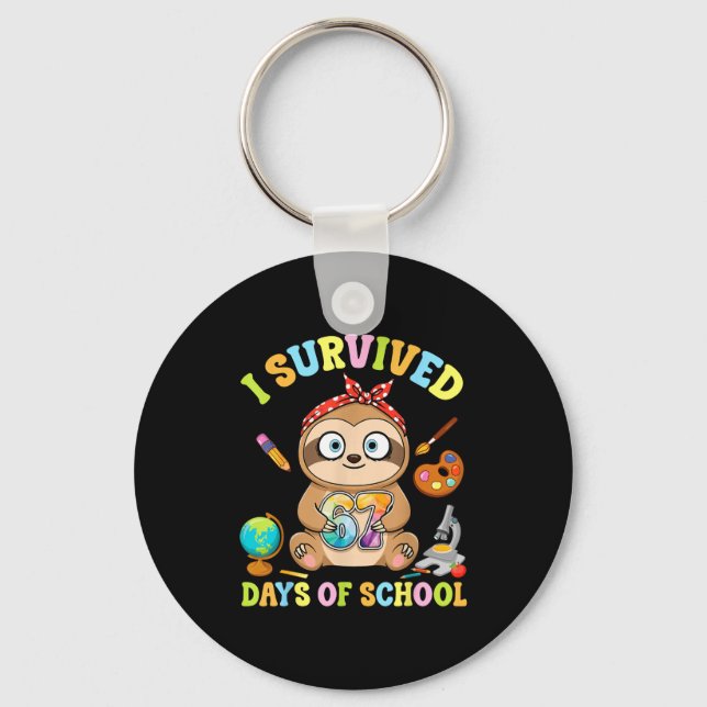 Llavero I Survived Six Seven Days Of School Cute Sloth Stu (Anverso)
