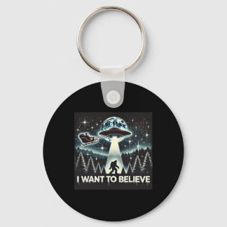 Llavero I Want To Believe Funny Ufo Bigfoot Santa Christma