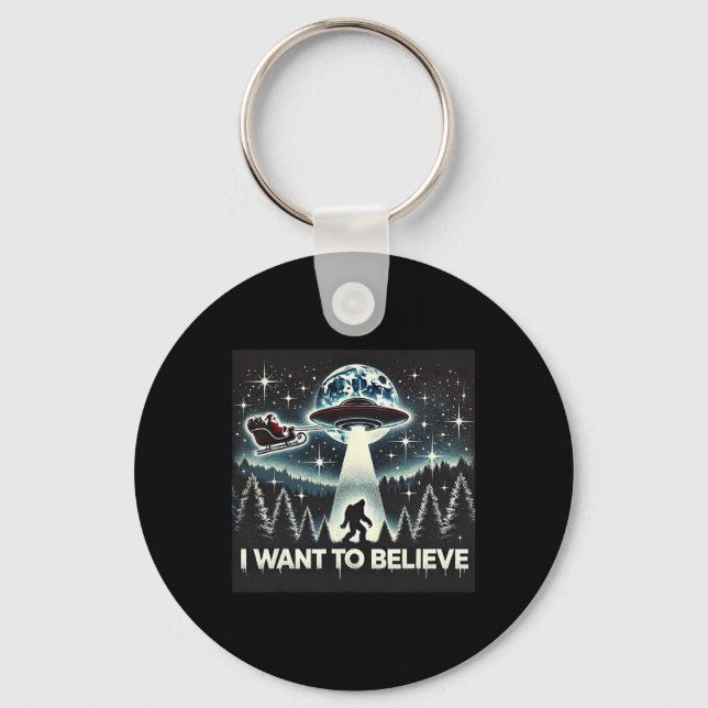 Llavero I Want To Believe Funny Ufo Bigfoot Santa Christma (Anverso)