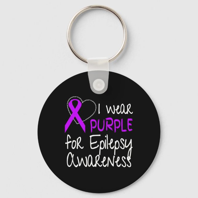 Llavero I Wear Purple For Epilepsy Awareness Ribbon  (Anverso)