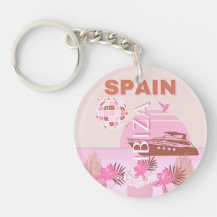 Llavero Ibiza, España, Viajes, Arte Preppy, Pastel