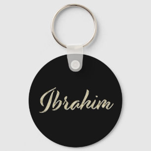 Llavero Ibrahim Name whitegold Button Schlüsselanhänger