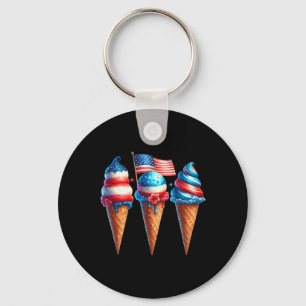 Llavero Ice Cream Cone Scoops Diseñó Bandera Americana 4O
