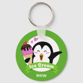 Llavero Ice Cream Penguin custom monogram key chains