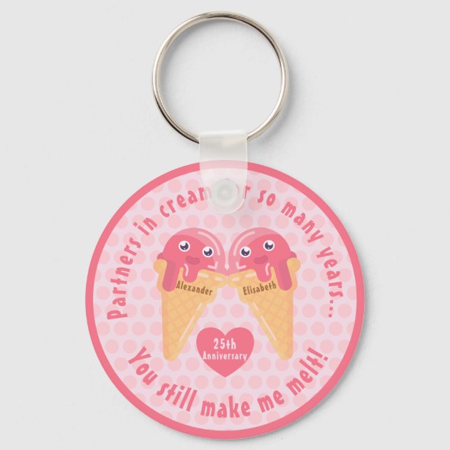 Llavero Ice Cream Scoops Cute Romántico El día de San Vale (Anverso)