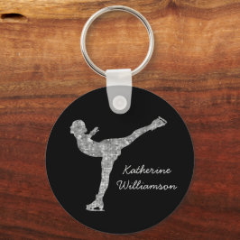 Llavero Ice Skymer plateado de patinaje artístico sobre hi