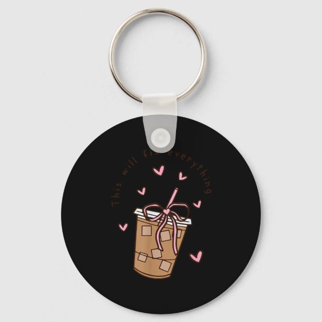 Llavero Iced Coffee Quote Saying Sarcastic Nk Girly Bow He (Anverso)