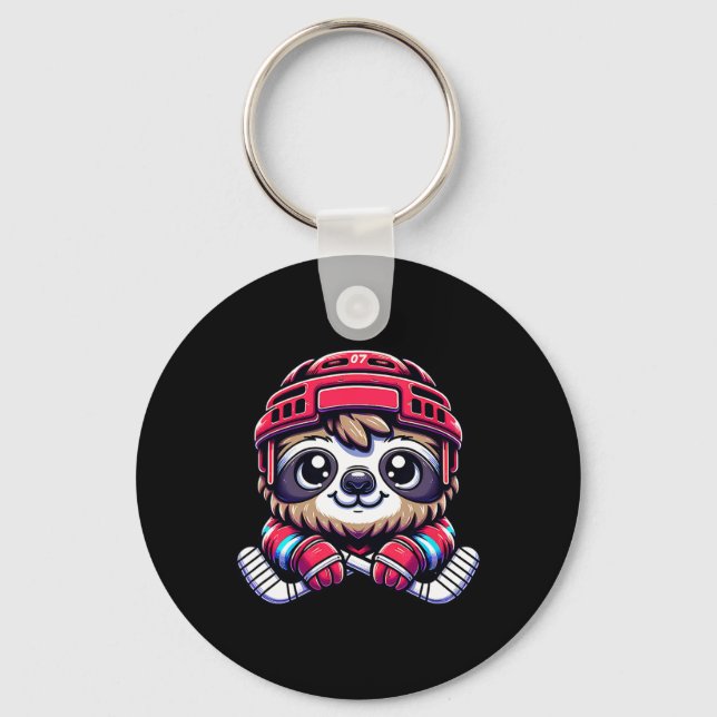 Llavero Icehockey Sloth Adorable Hockey Enthusiast  (Anverso)