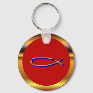 Llavero Ichthys Red Gold Keychain