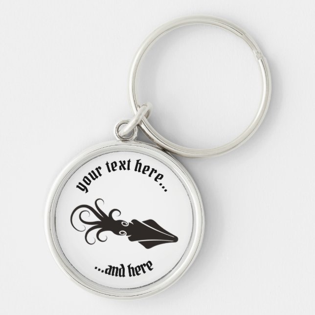 Llavero Ícono de calamar negro (Frente)