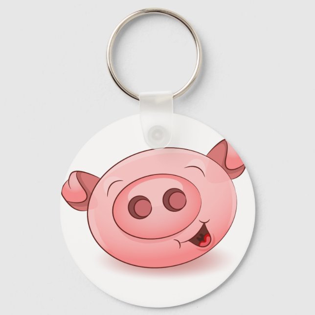 Llavero Icono de Cerdo Feliz (Anverso)