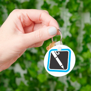 Llavero Icono de escritor de pluma blanca minimalista