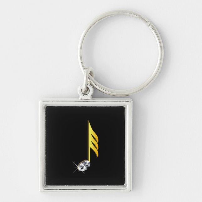 Llavero Icono de oro de una nota musical 1/32 (Frente)