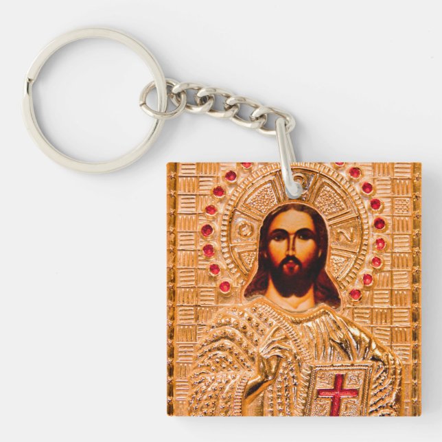 Llavero Icono de oro del Jesucristo (Frente)