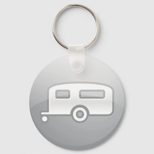 Llavero Icono de remolque de campamento plateado RV minima