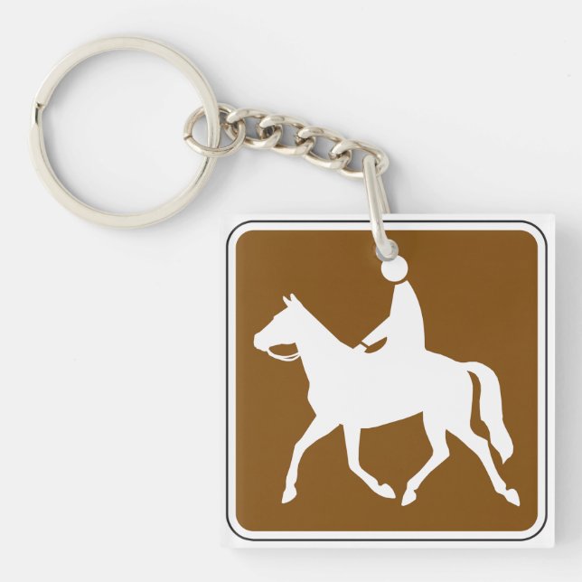 Llavero Icono de silueta de caballo de montar a caballo (Frente)