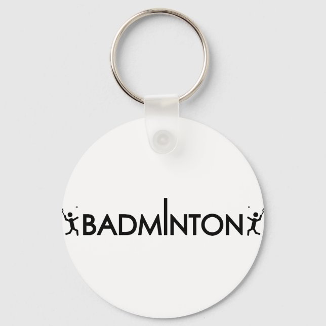 Llavero icono de texto del jugador de badminton (Anverso)
