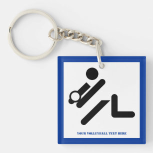 Llavero Icono personalizado de jugador de voleibol negro, 