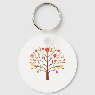 Llavero Iconos de aprendizaje educación idea árbol de cono