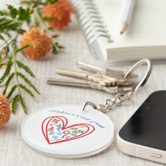 Llavero Iconos de Corazón Médico y Plantilla Personalizada