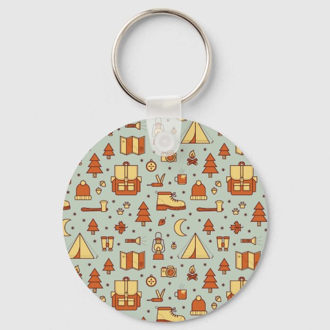 Llavero Iconos de viaje de aventura, patrón sin fisuras. (Anverso)