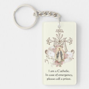 Llavero Id. católico Cláusula de Virgen María bendecida re