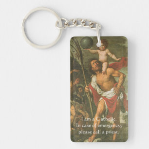 Llavero Id. católico Clave religiosa St. Christopher