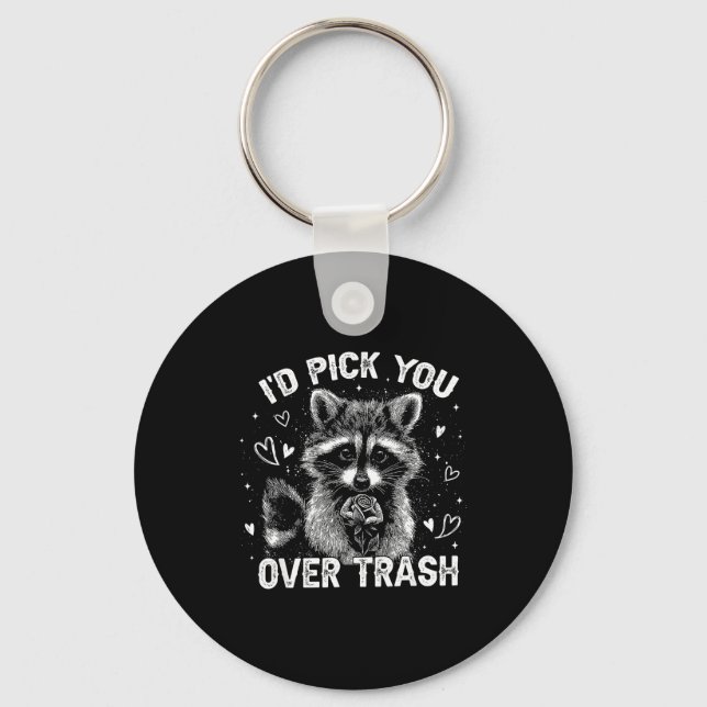 Llavero I'd Ck You Over Trash Funny Raccoon Retro Valentin (Anverso)