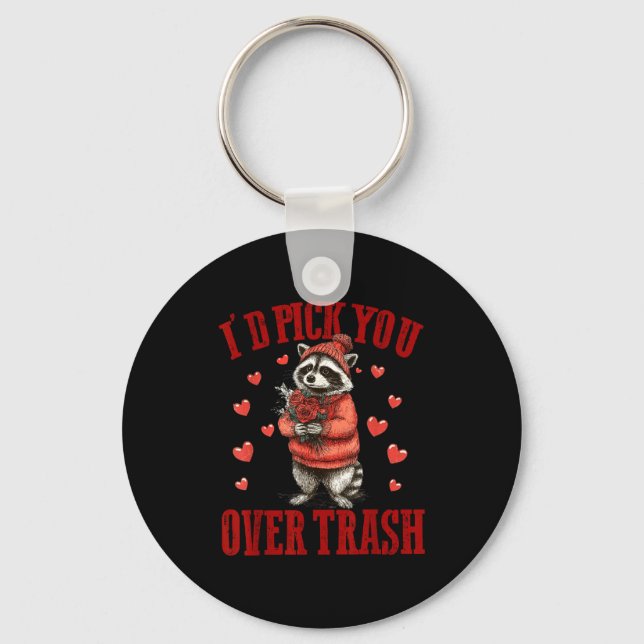 Llavero I'd Ck You Over Trash Funny Raccoon Retro Valentin (Anverso)