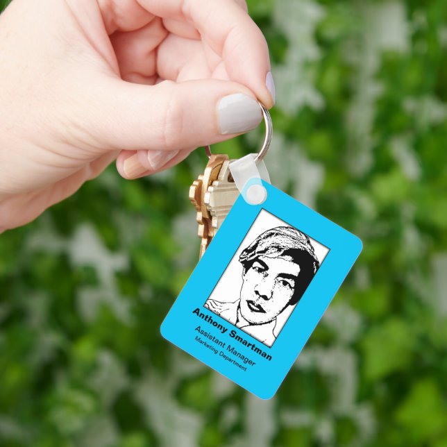 Llavero ID de la foto Keychain Metalizado Blue 1 (Mano)