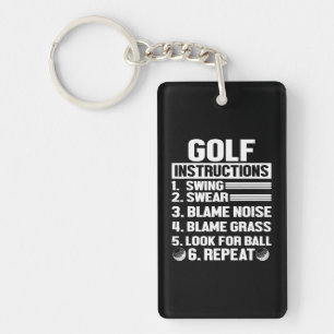 Llavero Idea de Novedad de instrucciones de golf divertida