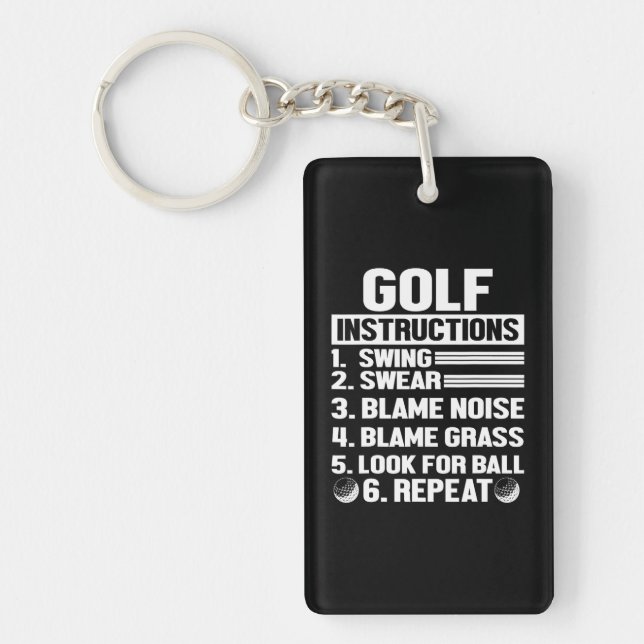 Llavero Idea de Novedad de instrucciones de golf divertida (Frente)